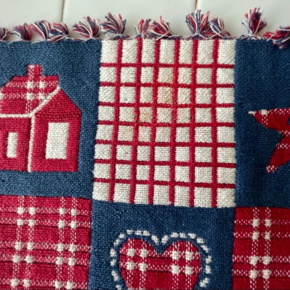 Table Runner and Four Matching Placemats Red White and Blue Farmhouse Americana